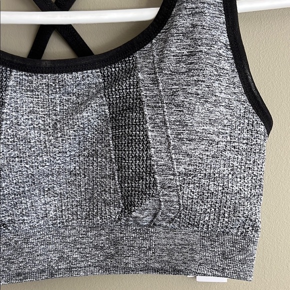 Athletic Works Gray and Black Sports Bra with Geometric Strap Design - Picture 8 of 9
